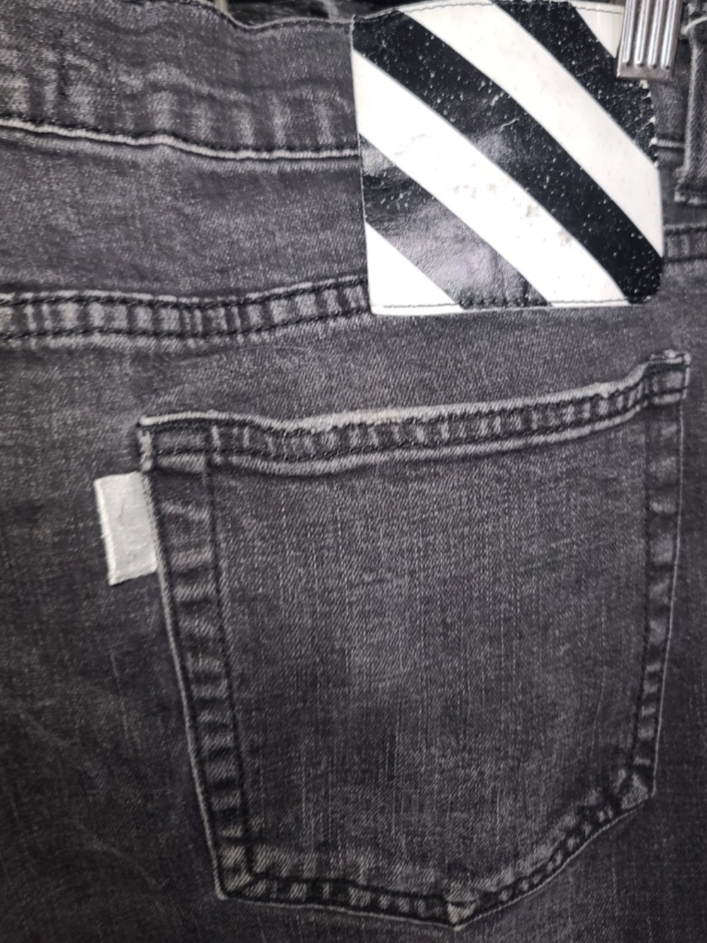 Off-White denim dark grey distressed jeans size 38 - Picture 6 of 9